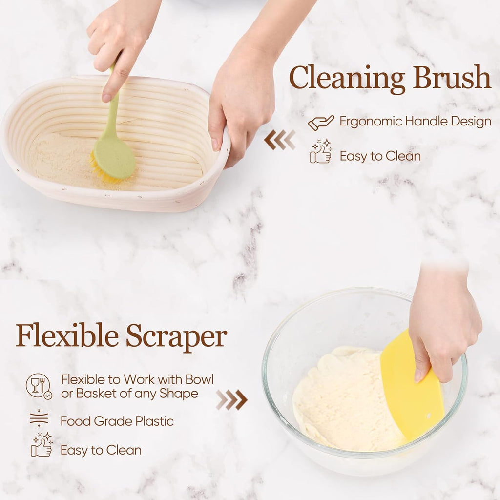 Sourdough Bread Proofing Basket Set with Baking Supplies J9429