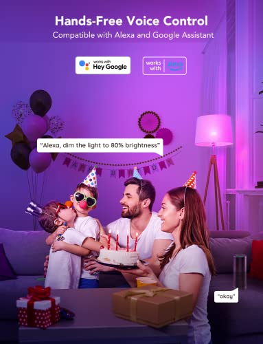Smart Light Bulbs, WiFi & Bluetooth Color Changing, Music Sync, 2 Pack W703