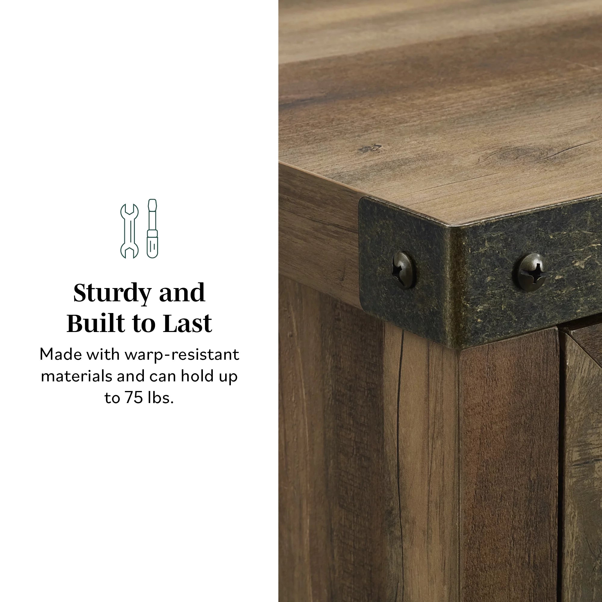 Farmhouse Barn Door Accent Cabinet, Reclaimed Barnwood E405888
