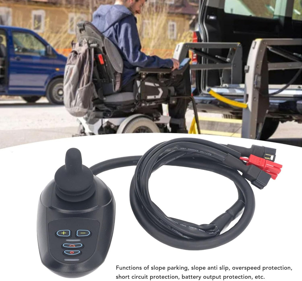 Wheelchair Joystick Controller, 4 Keys, Adjustable Speed and Brake, 24V DC V82125