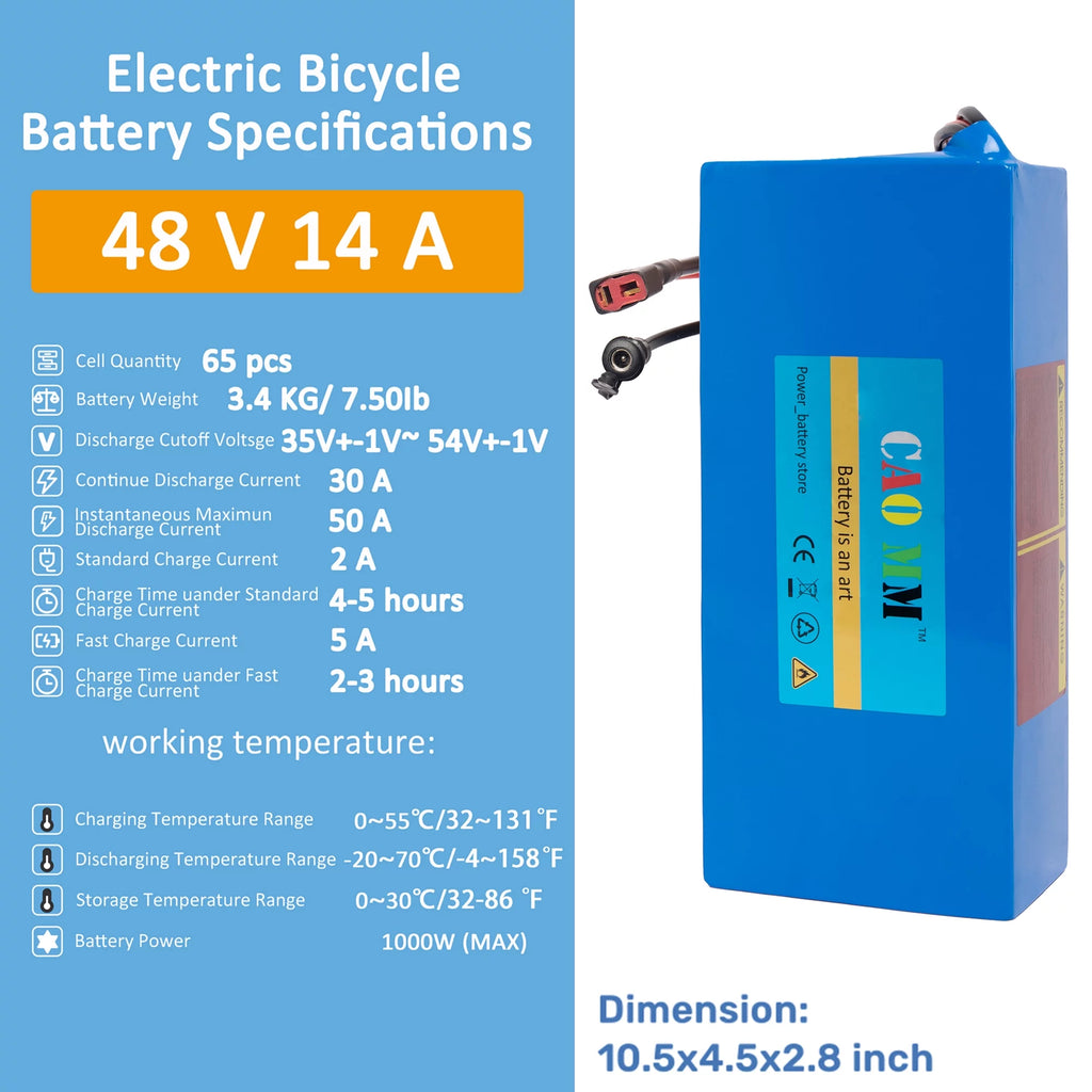 48V 14Ah Lithium Ebike Battery with 5A Charger L3107