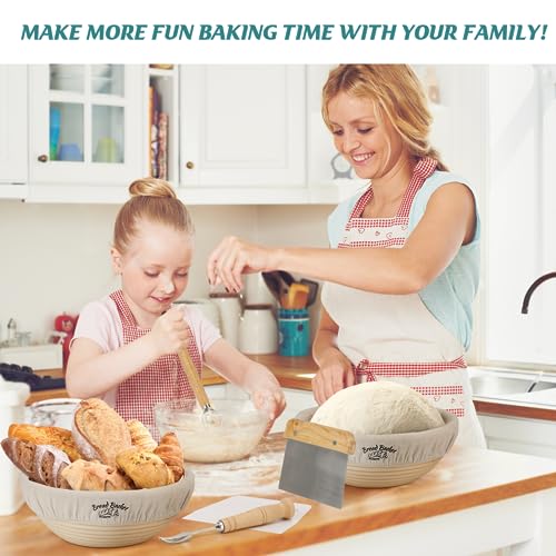 Bread Proofing Basket Set of 2, 9 Inch Round, Sourdough Starter Kit Q803899