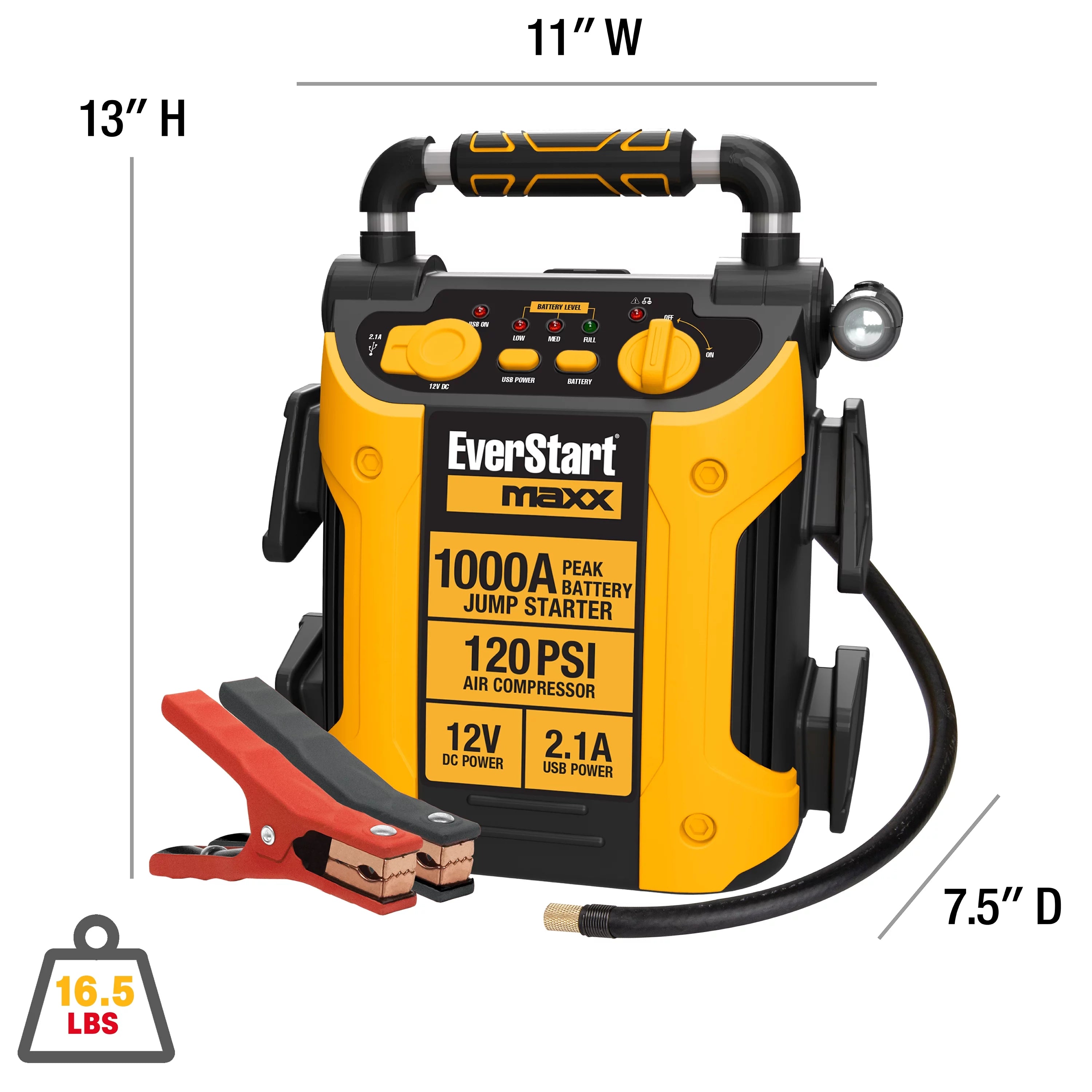 1000 Peak Amp Jump Starter with Compressor and USB Power S17185