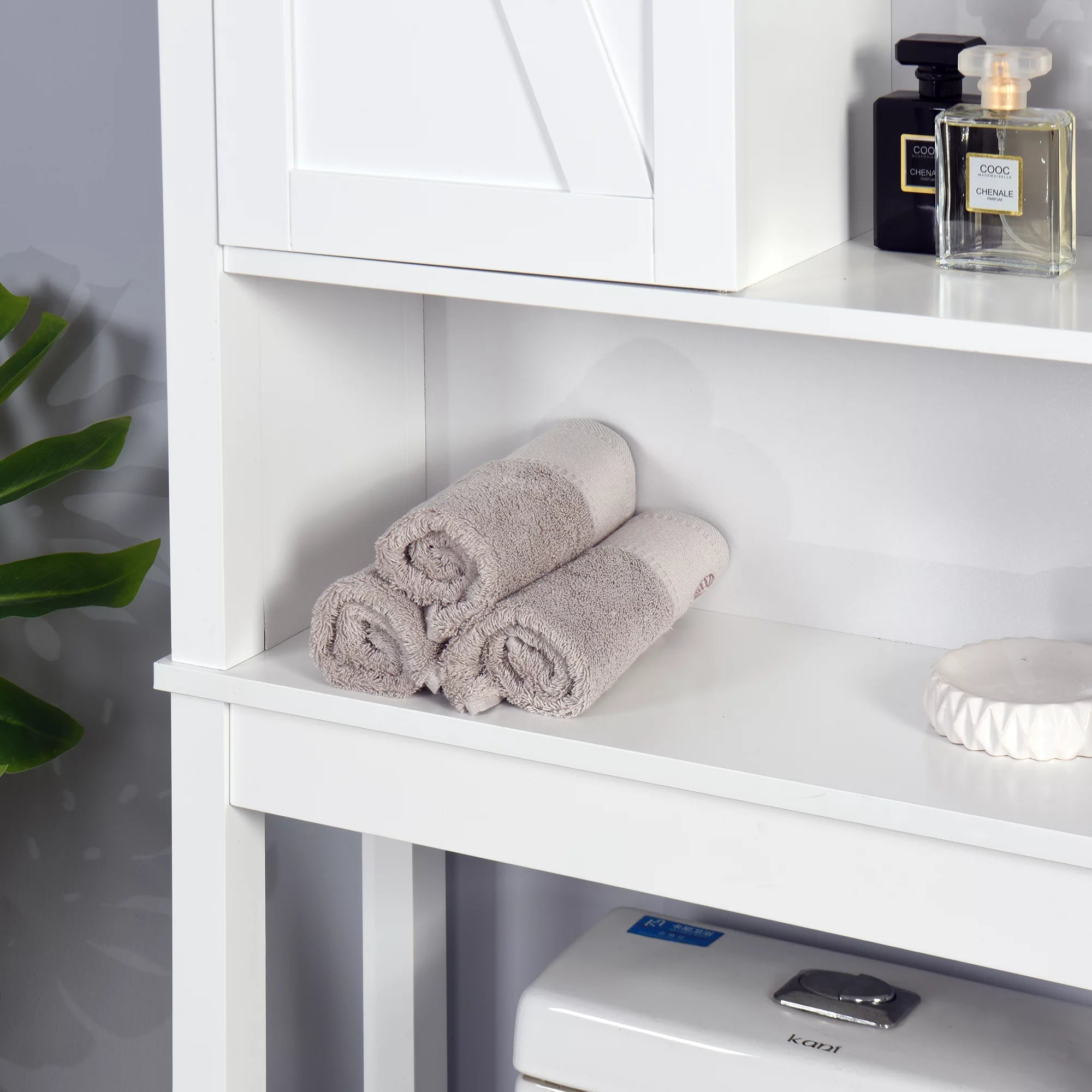 Over-the-Toilet Storage Cabinet with Adjustable Shelves and Barn Door T1883