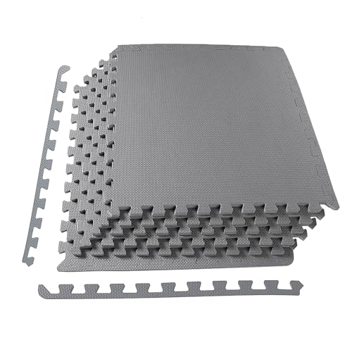 Interlocking Foam Gym Flooring Mat, 1 Inch Thick, 6 Tiles, Black C4472