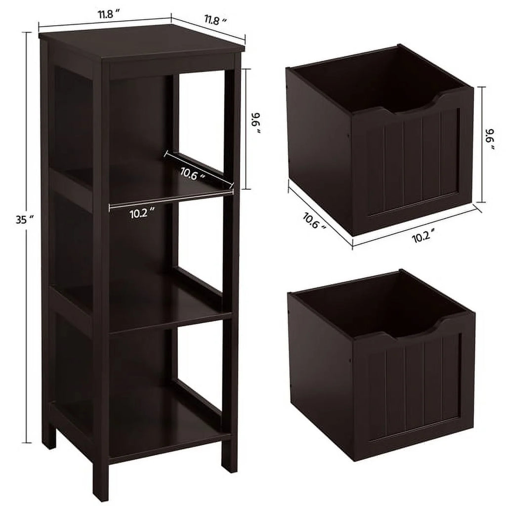 Bathroom Floor Cabinet with 2 Drawers and 1 Shelf, Free-Standing Wooden Storage Organizer T301530