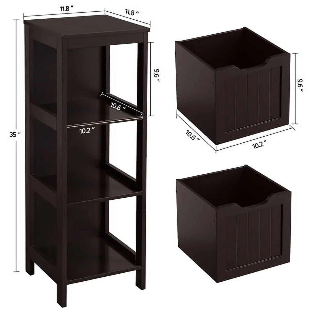 Bathroom Floor Cabinet with 2 Drawers and 1 Shelf, Free-Standing Wooden Storage Organizer T301530