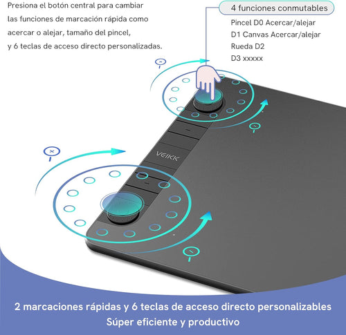 10 x 6 Inch Graphics Drawing Tablet with 8 Shortcut Keys, 8192 Levels Tilt Support M70694