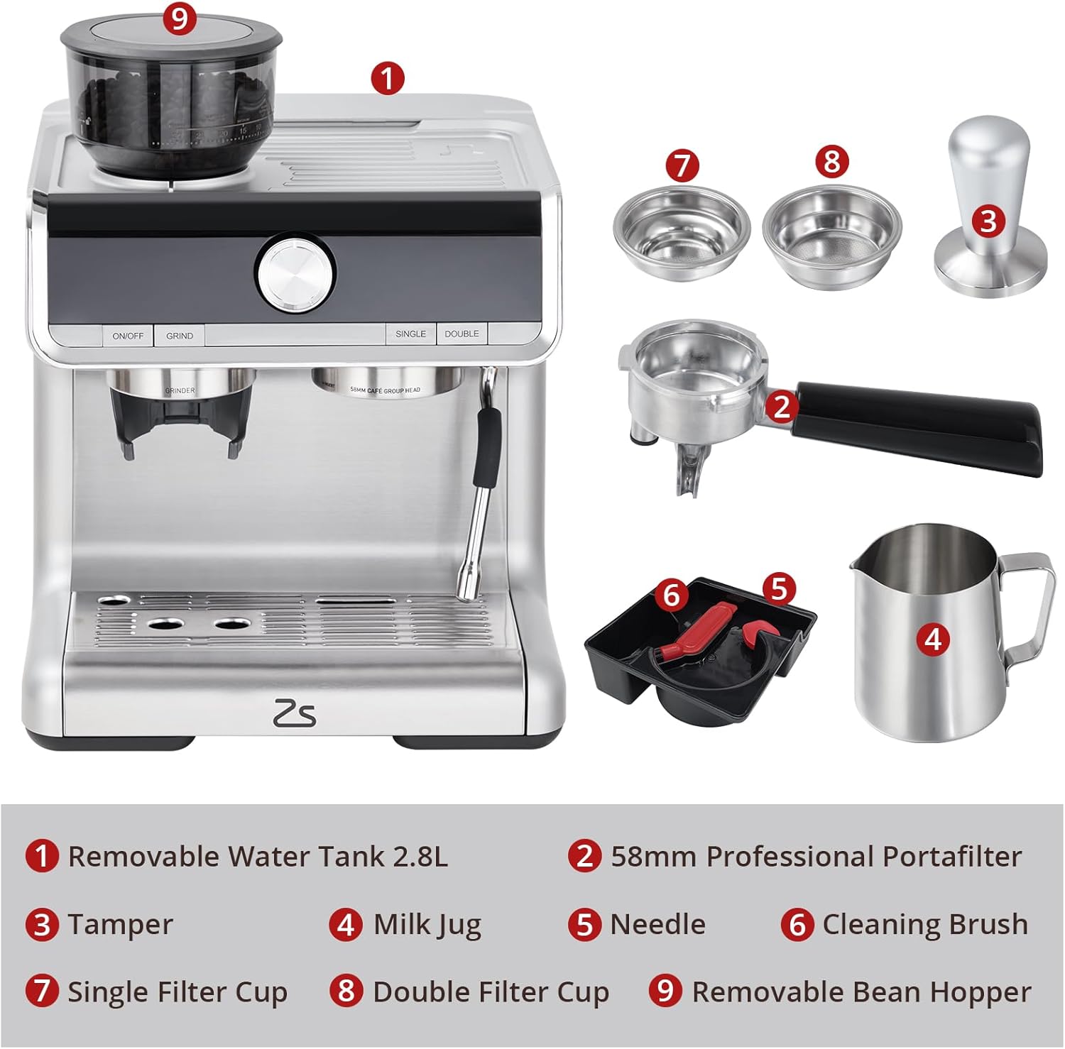 Espresso Machine with Milk Frother, 20 Bar Pressure P346996