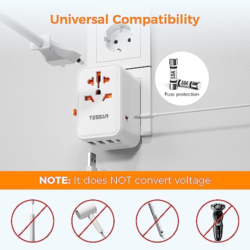 Universal Travel Plug Adapter 30W with USB C and 4 USB A Ports I95825