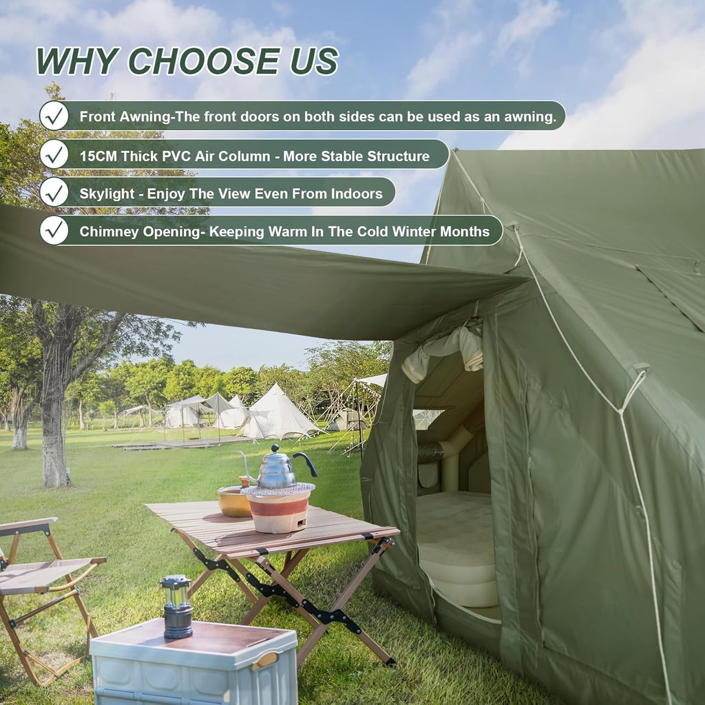 Inflatable Camping Tent with Pump and Stove Jack, 4-6 Person, Waterproof N69712