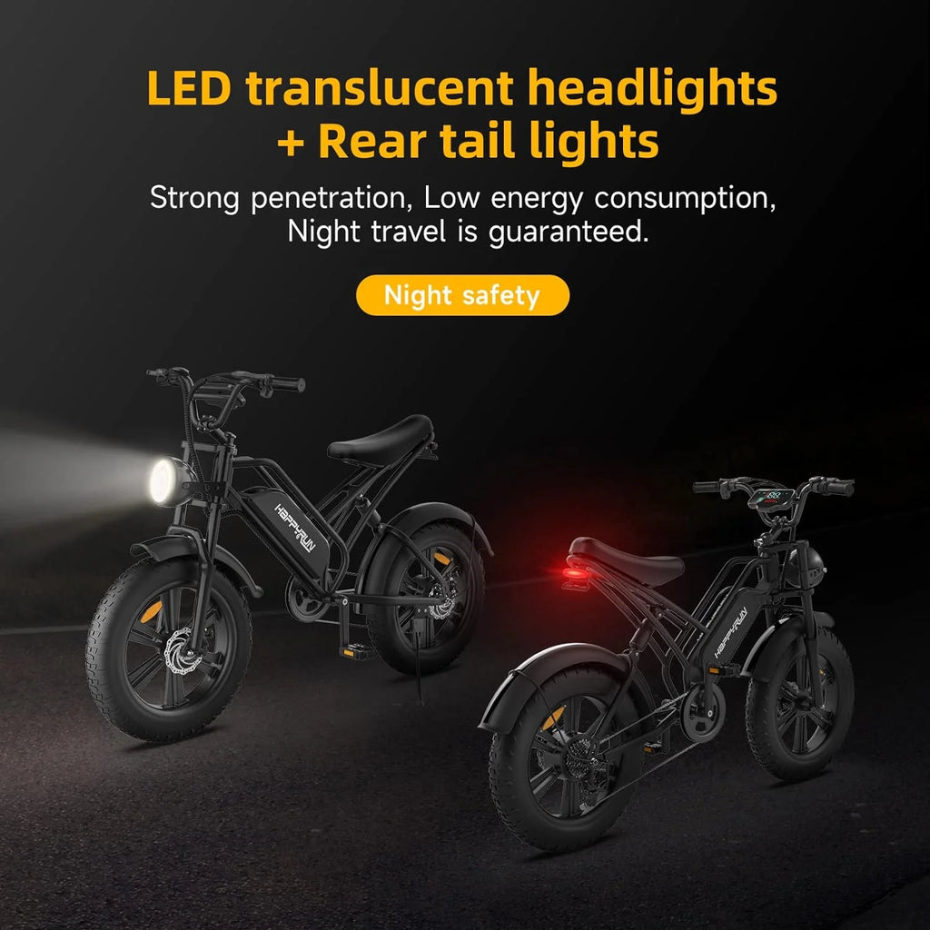 Electric Bike for Adults 20" Fat Tire 1500W Motor 48V 18AH Removable Battery I622