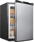 Mini Freezer Only Countertop- Compact Reversible Single Door Table Top Mini Freezer - Free Standing portable small upright freezer Machine for Office(2.1 Cubic Feet, Silver)