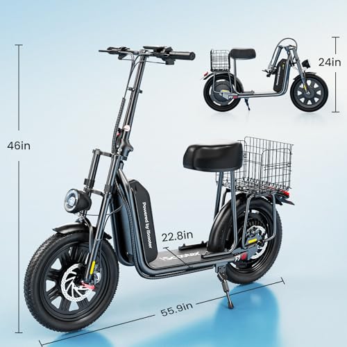 Electric Scooter with Seat, Long Range, Adjustable Handlebar, Dual Suspension V27936