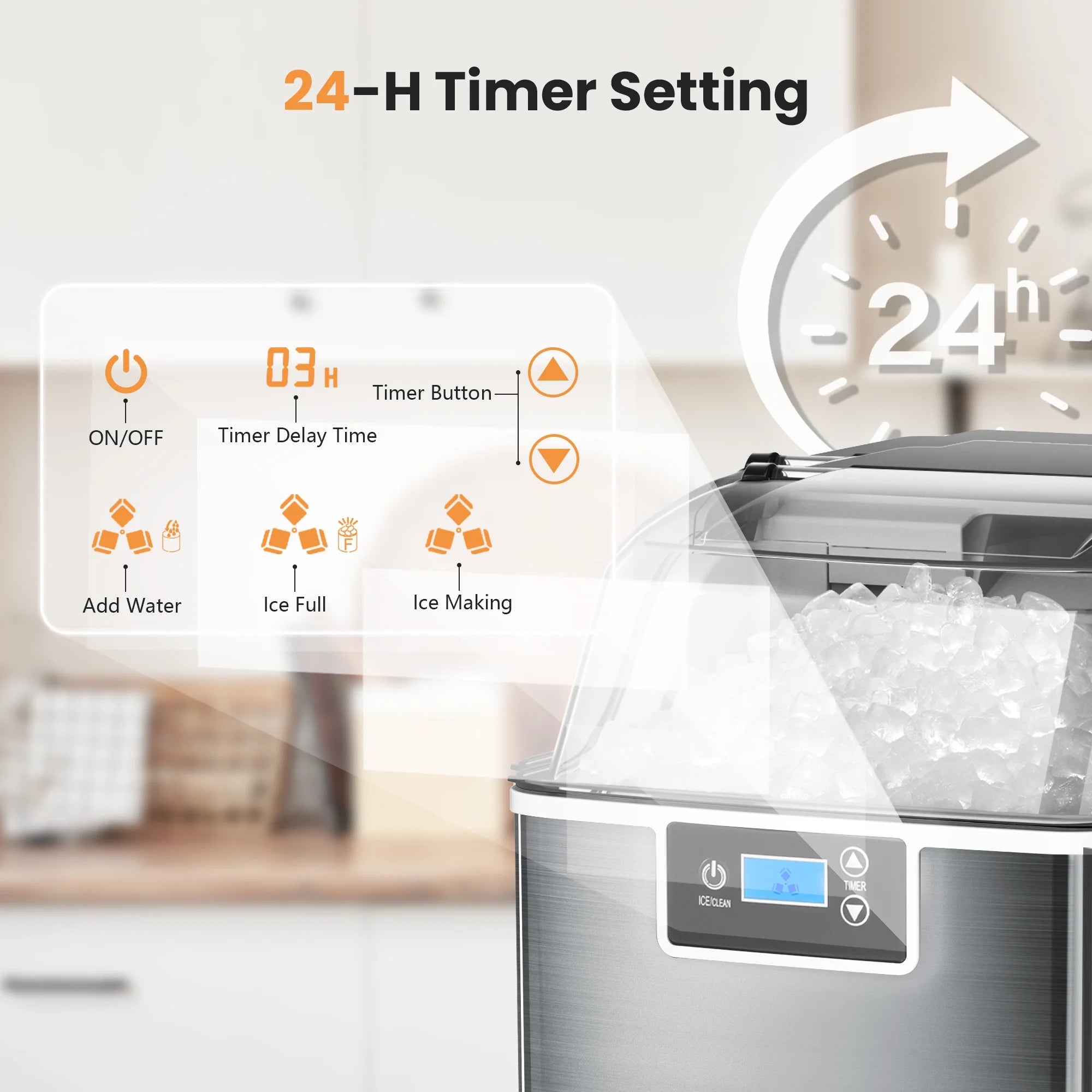 Countertop Ice Maker, Nugget Chewable Soft Ice, Compact V30659