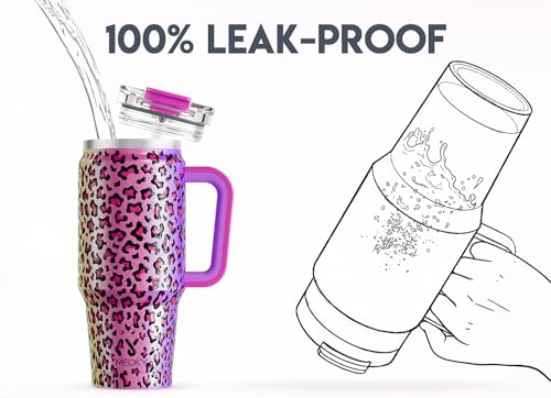 32 oz Insulated Tumbler with Handle, Lid and Straw, Stainless Steel Travel Mug V50850
