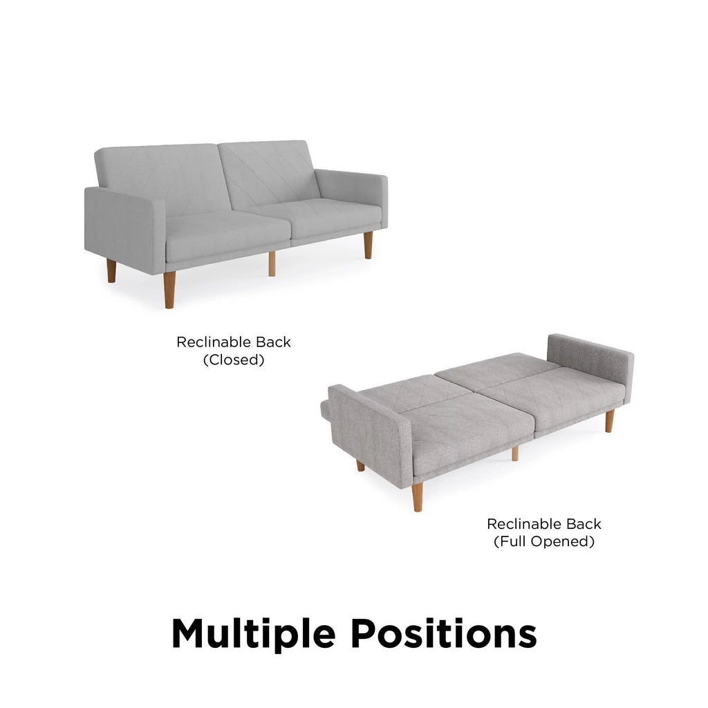 Convertible Sofa Bed with USB Port, Light Gray Linen H2178
