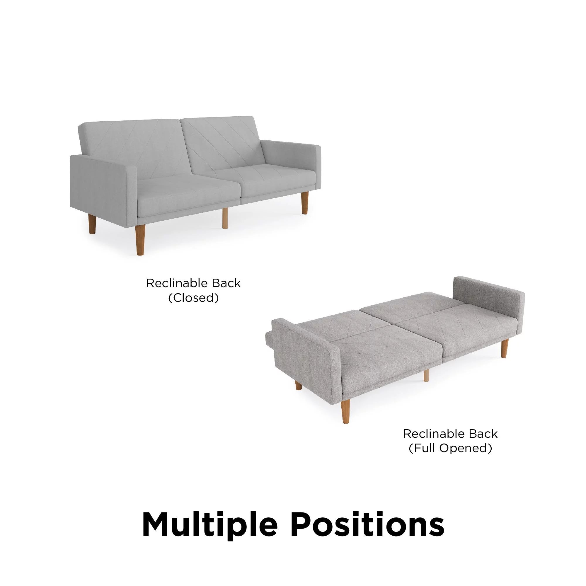 Convertible Sofa Bed with USB Port, Light Gray Linen H2178