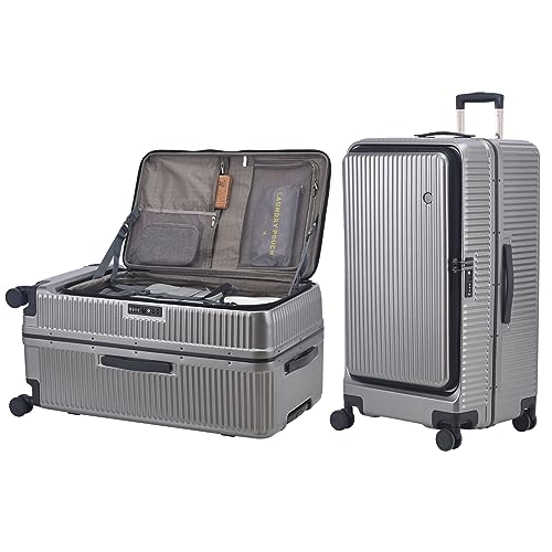 Checked Luggage with Side Opening Zipper, Lightweight Hardshell Suitcase, White H83424