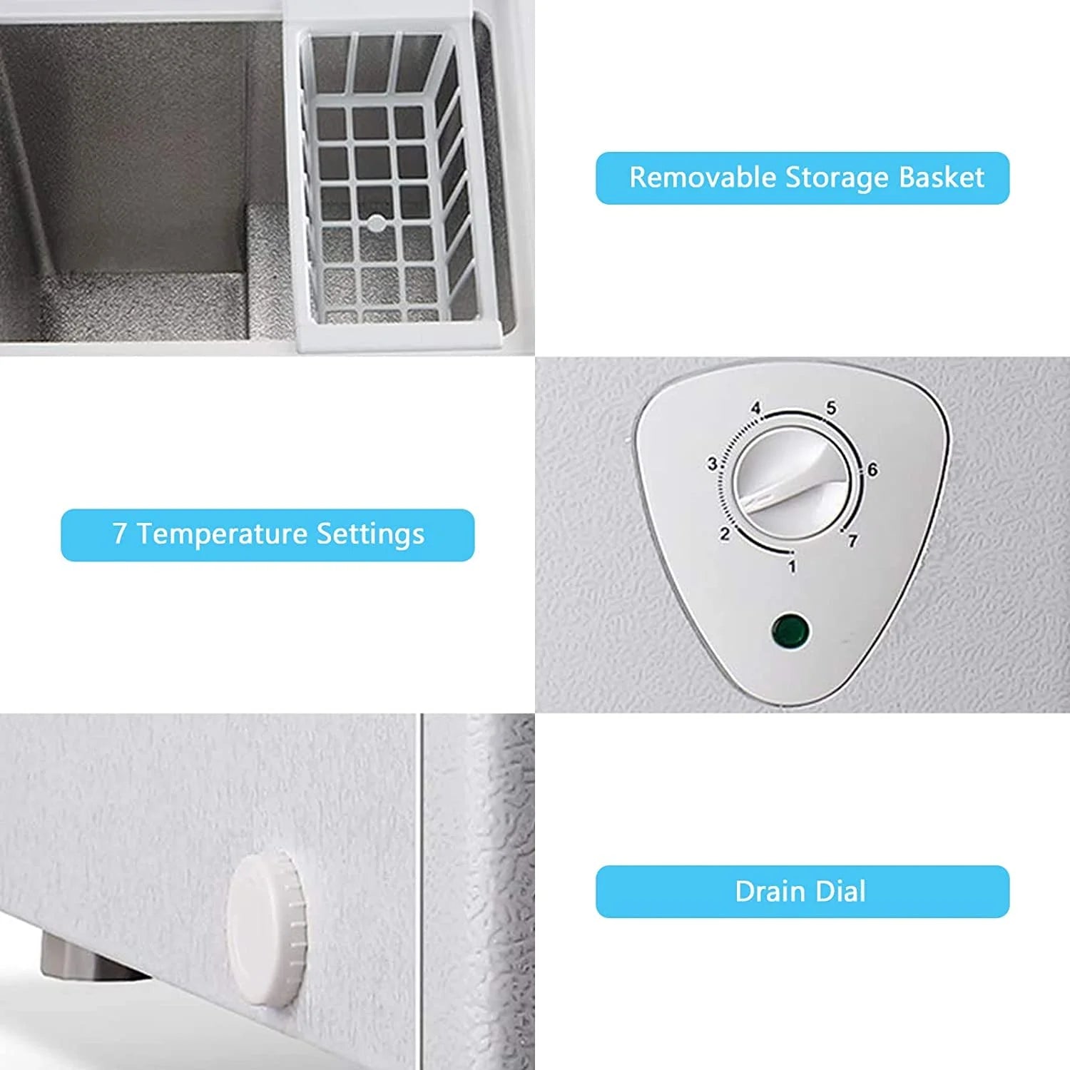 Compact Chest Freezer with Top Open Door and Removable Basket Y357