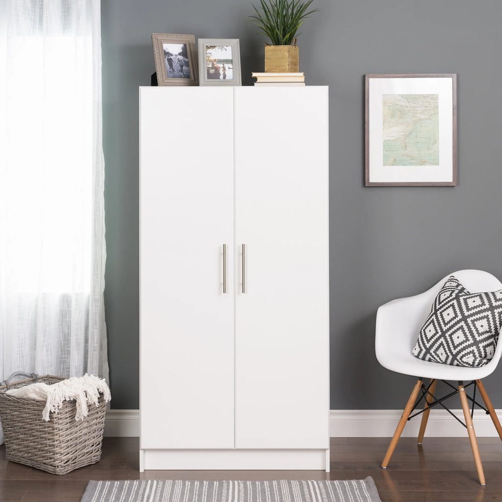 White Wardrobe Closet with Hanging Rail P4745