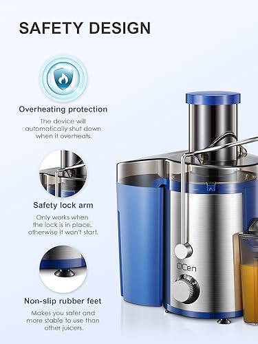Juicer Machine, 800W Centrifugal Extractor with Wide Mouth Feed Chute, Stainless Steel, BPA-free Y425329