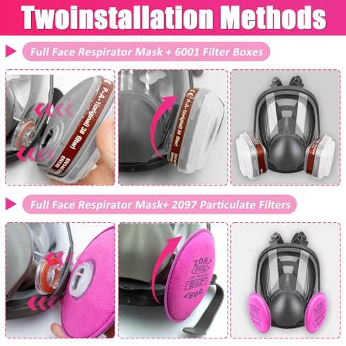 Reusable Full Face Respirator Mask with Filters for Spray Paint and Welding O150047