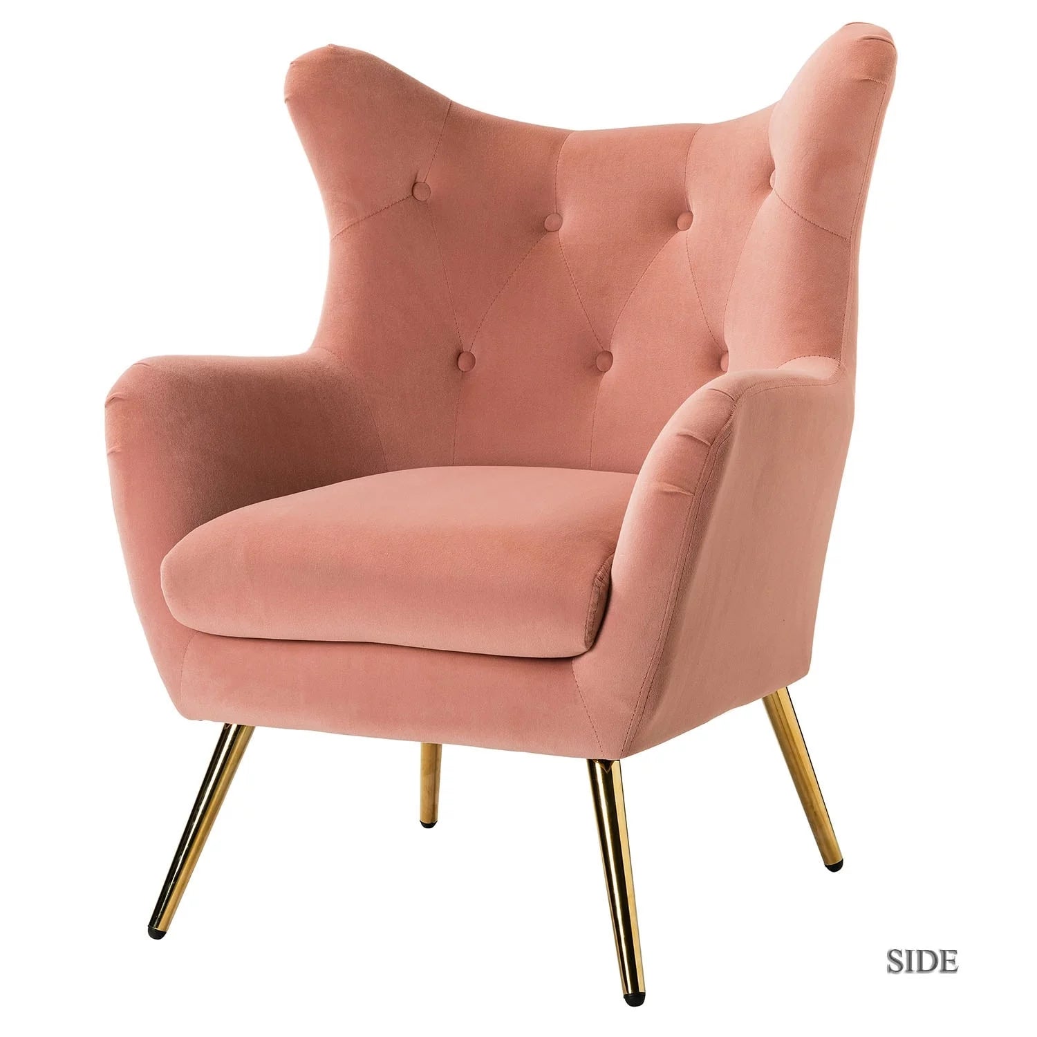 Tufted Velvet Accent Chair with Wingback and Gold Legs B939