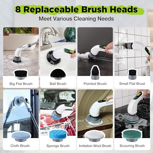Electric Spin Scrubber, Cordless Cleaning Brush, 3-Speed, Adjustable Handle Y64747