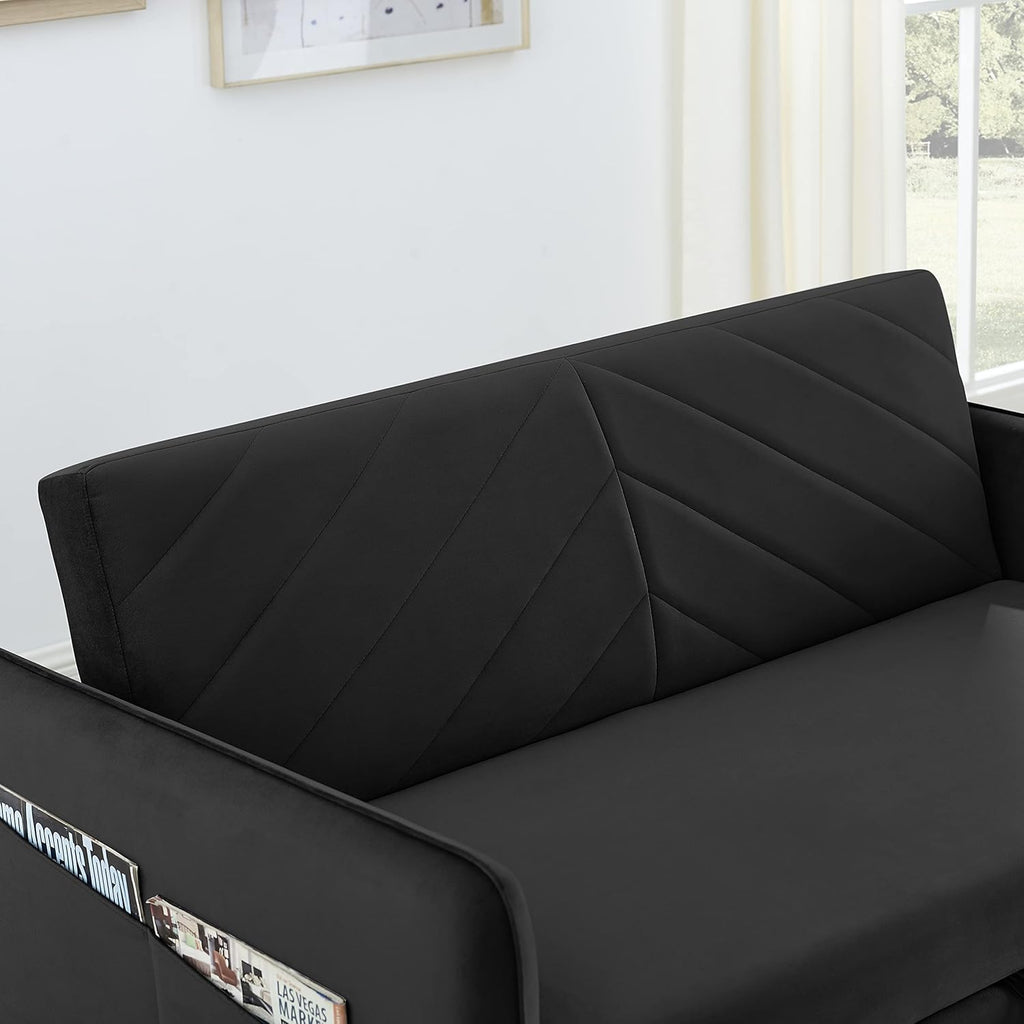 Convertible 3-in-1 Velvet Loveseat Sleeper Sofa with Pull Out Bed G60784