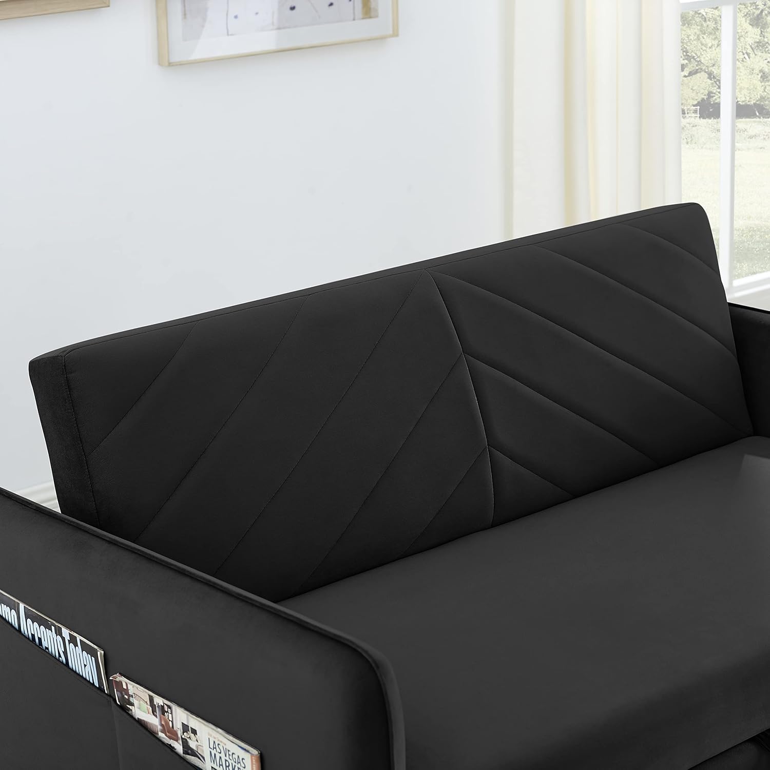 Convertible 3-in-1 Velvet Loveseat Sleeper Sofa with Pull Out Bed G60784