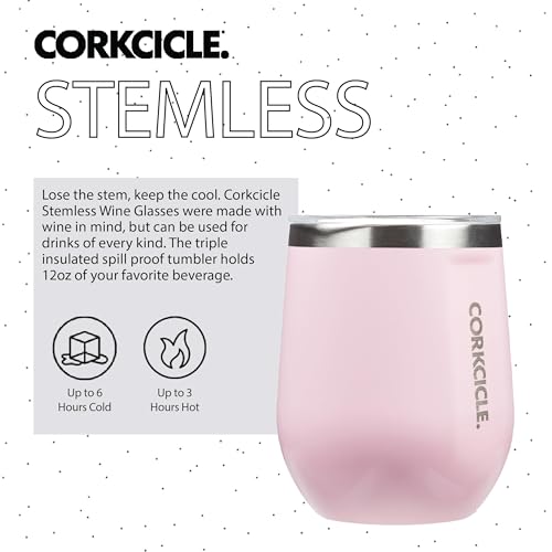 Insulated Stemless Wine Glass Tumbler, 12 oz, Stainless Steel, Powder Blue X9797