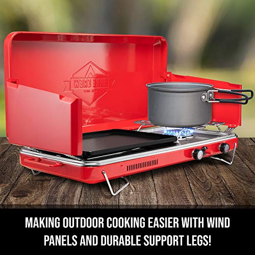2-in-1 Gas Camping Stove and Griddle with Portable Propane Burner L5161