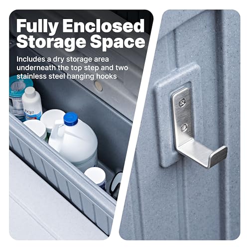 Hot Tub Storage Steps with Handrails, 2-Step Stool, Gray Y3819