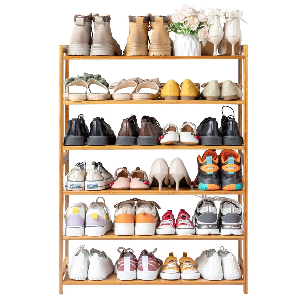 Bamboo Shoe Storage Rack 6-Tier, Holds 18-24 Pairs T72710