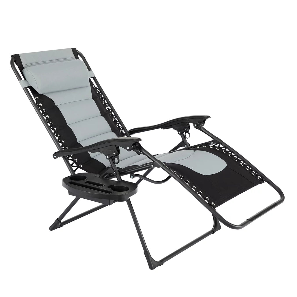 Oversized Padded Folding Lounge Chair with Adjustable Headrest C1410