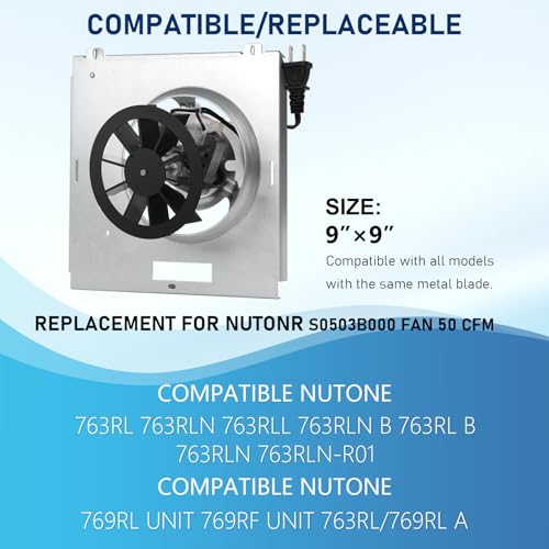 50 CFM Bathroom Fan Motor Replacement 9x9 Q861