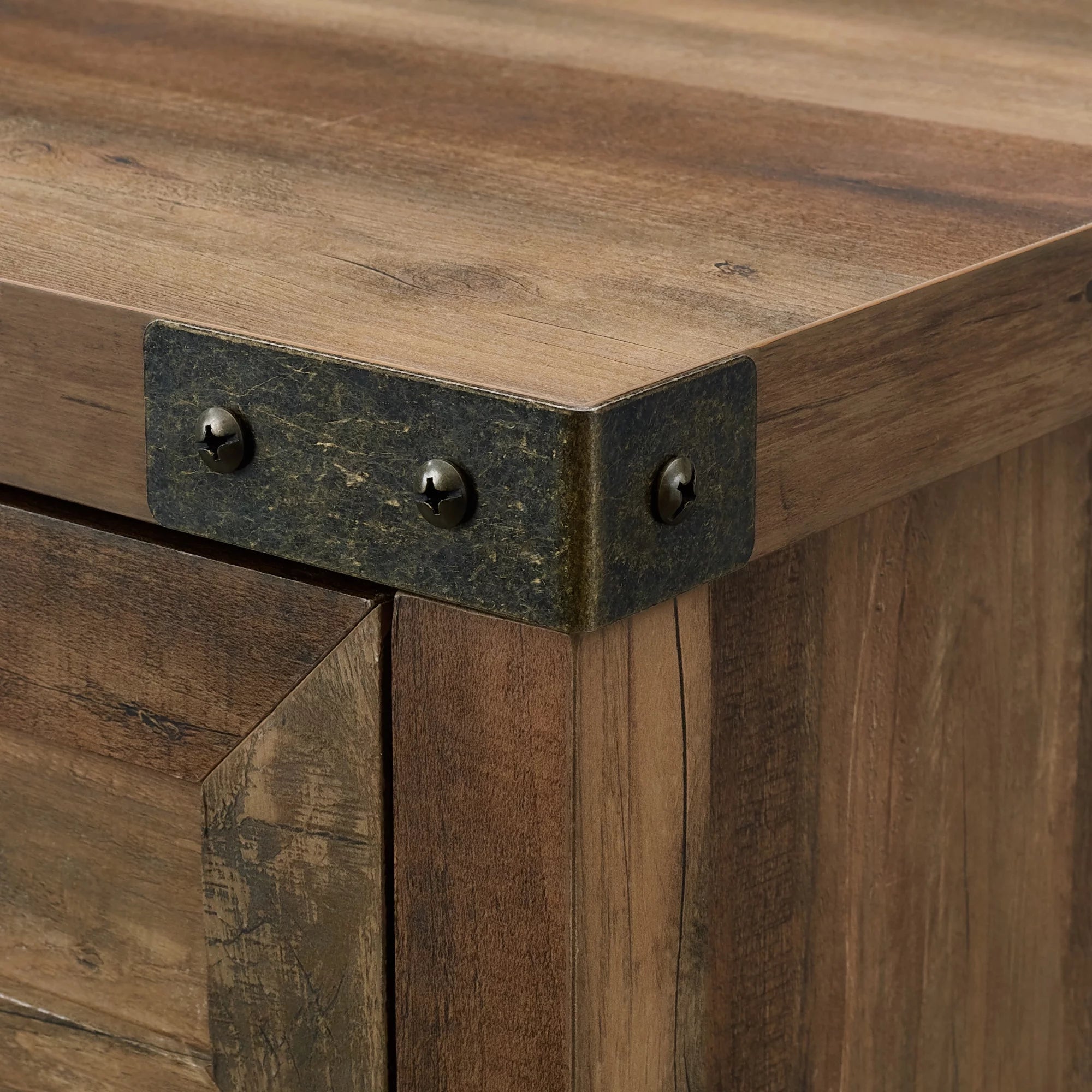 Farmhouse Barn Door Accent Cabinet, Reclaimed Barnwood E405888