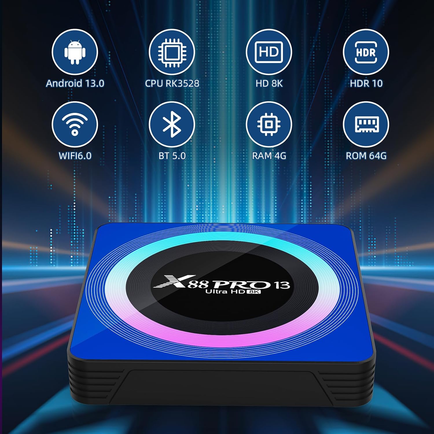 TV Box with 4GB RAM 64GB ROM, WiFi 6, HDR10 Y331347