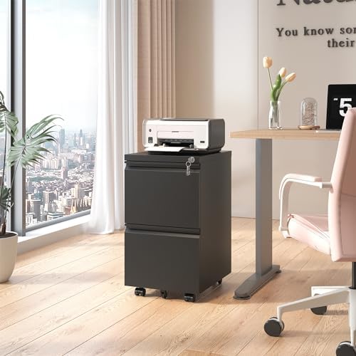 Rolling 3-Drawer Metal File Cabinet with Lock V8890