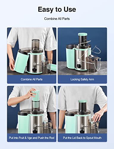 Juicer Machine, 800W Centrifugal Extractor with Wide Mouth Feed Chute, Stainless Steel, BPA-free Y425329