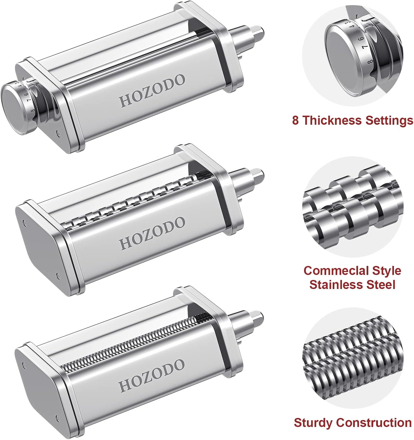 Pasta Attachment for Stand Mixer, 3 Piece Set with Sheet Roller and Cutter G242