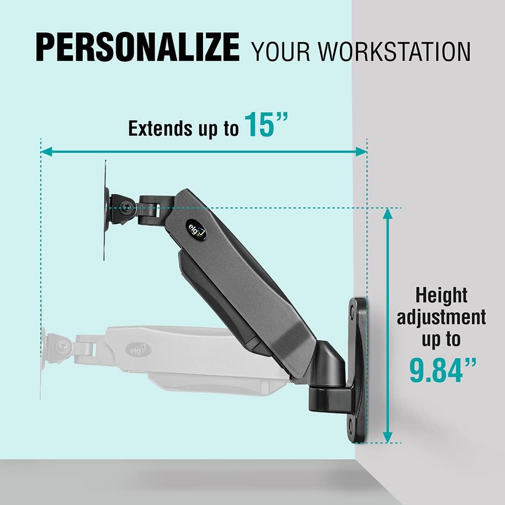Full Motion Swivel Monitor Wall Mount for 17-35 Inch Displays, 15 Inch Arm Extension, Black Z39635