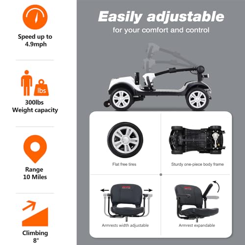 Folding 4 Wheel Mobility Scooter for Seniors Adults Electric Travel Scooter U5982
