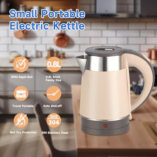 Portable Electric Tea Kettle, 0.8L, Stainless Steel N99429