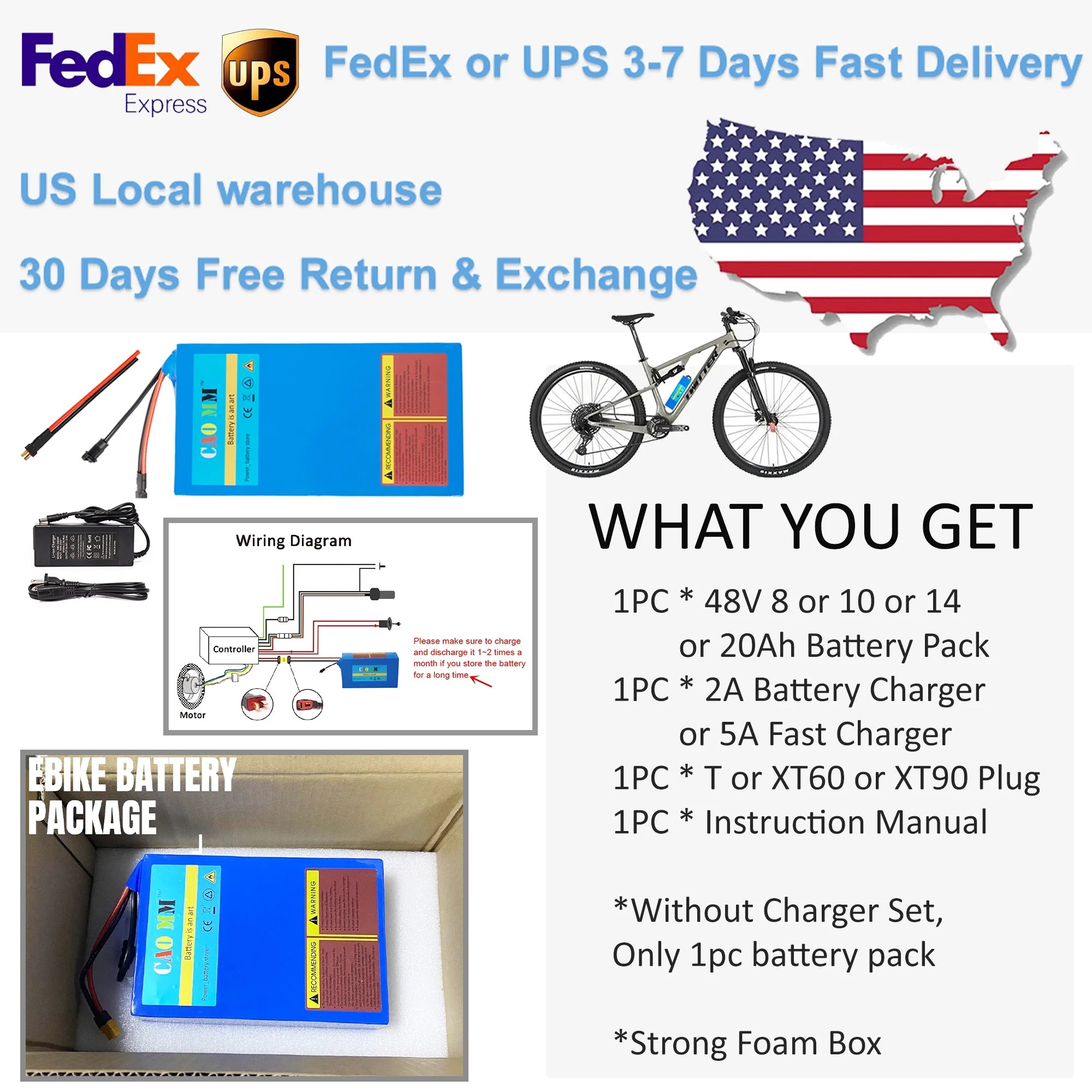 48V 14Ah Lithium Ebike Battery with 5A Charger L3107