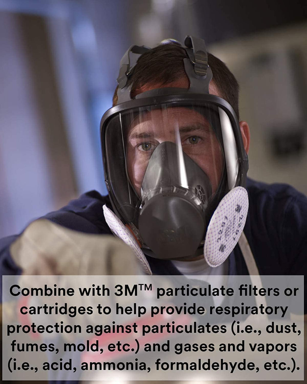 Reusable Full Face Mask Respirator, Grey, Medium E943