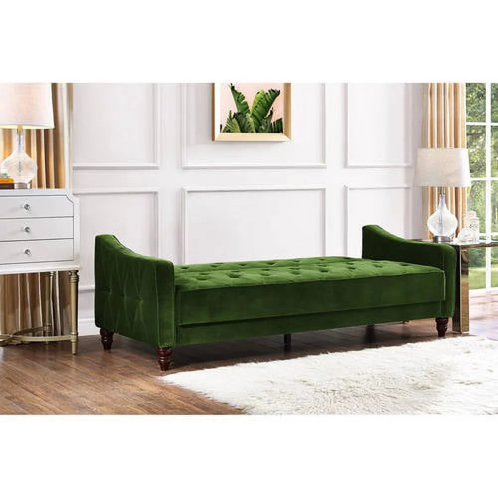 Vintage Tufted Sofa Sleeper, Green Velvet L954601