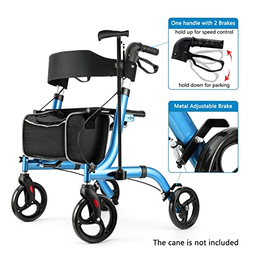 Rollator Walker for Seniors, Folding with Seat, 8-Inch Wheels, Lightweight Aluminum O8838