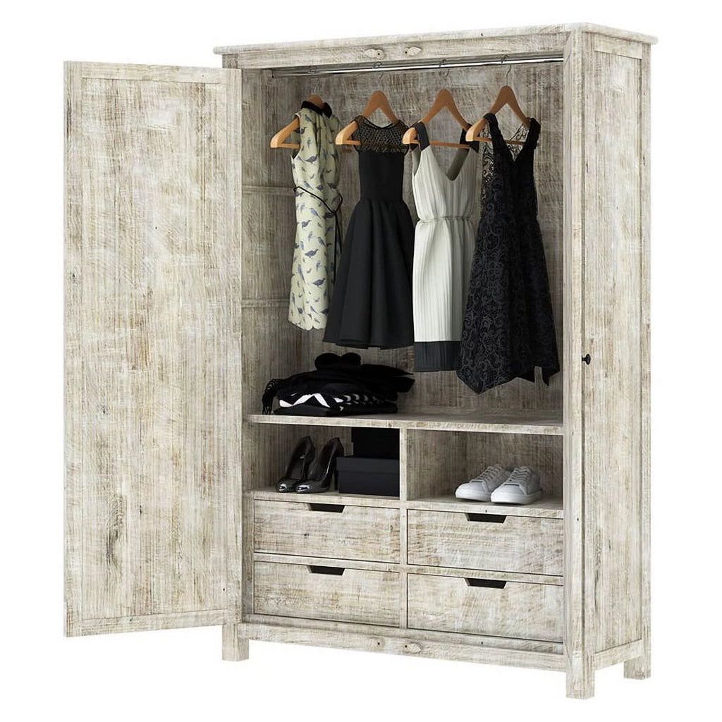 Carved Wooden Wardrobe Cabinet E971